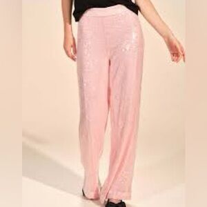Lizette Collection Shimmering Pink Wide-Leg Pants